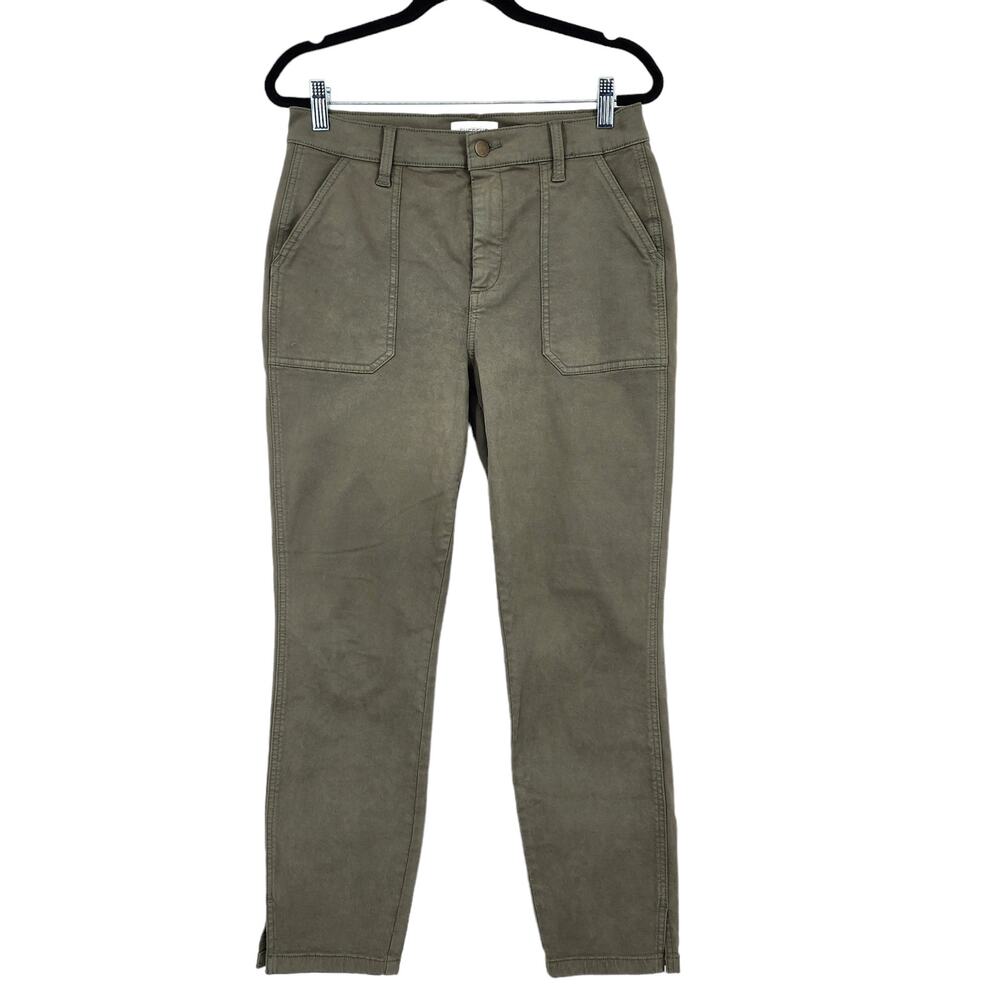 Evereve Payton Utility Slit Ankle Pants Olive Green Neutral Minimalist Size 28